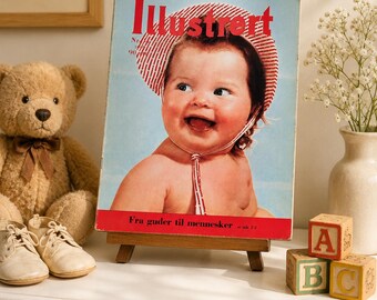 1959 Norwegian Illustrated Magazine | Retro Ads Fashion Recipes | Scandinavian Collectible | Mid Century Ephemera | Nordic Retro Home Decor