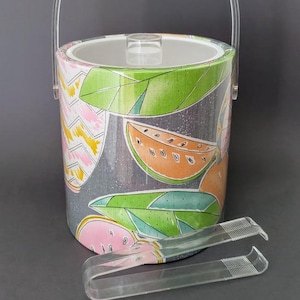 Vintage French Ice Bucket with Thongs - Plastic Retro Barware - Fruits Ice Bucket - Drinks cooler -  Alpac Made in France