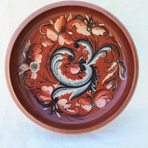 1973 Signed Norwegian Rosemaling Bowl  with text - Telemark Bowl - Folk Art Scandinavian - Cottage Farmhouse Gift