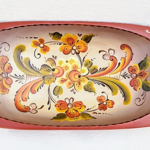 Signed 1939 Norwegian Rosemaling  trough trencher Folk Art Dough bowl - Norway Folk Art T elemark - Vintage Scandinavian - Farmhouse Cottage