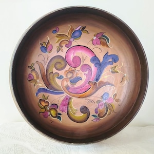 Beautiful Signed Norwegian Rosemaling Wood Ale Bowl  with text - 1972 Telemark Bowl - Folk Art Scandinavian - Cottage Farmhouse Gift