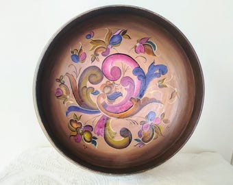 ビンテージ ノルウェー ローズマリング ボウル: 手描きの民芸品、1967