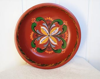 ビンテージ ノルウェー ローズマリング ボウル: 手描きの民芸品、1967