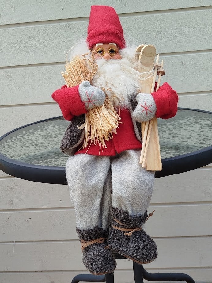Handgefertigter Weihnachtswichtel – 49 Cm Hoch, Aus Filz & Stoff, Mit Biegsamer Mütze