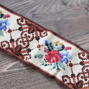 Lovely Norwegian Bell Pull Tapestry -  Hand Embroidered Wall Hanging - Wall Decor -  Norway Folk Art - Klokkestreng -  Needlework Decor