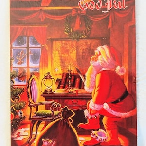 Carte postale nordique Père Noël God Jul Joyeux Noël - Carte postale suédoise norvégienne scandinave