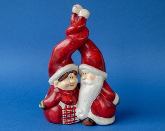 Nordic Gnome Couple Hugging Ornament - Norwegian Swedish Denmark Christmas Gift -Nisse Tomte Ornamenet - God Jul