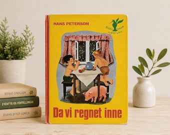 Vintage Norwegian Children’s Book Da Vi Regnet Inne by Hans Peterson – Kolibri Easy Reader – Scandinavian Illustrated Kids Book