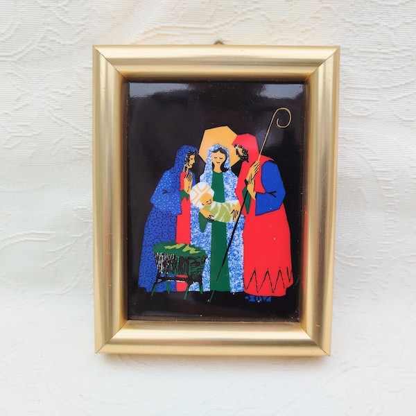 NORWEGIAN Porsgrund Framed Art Tile The Nativity Designer Stein Davidsen Norway