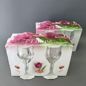 Tulipe Liqueur Glasses – 2 Boxes (8 Glasses Total), 0.5 cl, New in Box – Vintage Style Barware - Shot glasses