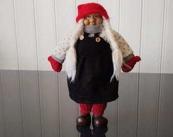 Muñeca navideña nórdica de la Señora Claus - Muñeca navideña sueca noruega - Tomte Nisse escandinava - Regalo escandinavo