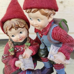 Scandinavische kerstornament jongen meisje - Zweeds Noors Deens Elves Gnomes Christmas