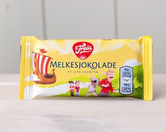 Noorse sprookjesmelkchocolade van Freia - 24 gram - Vikingschip, Trol - Noorwegen cadeau - Adventskalender cadeau