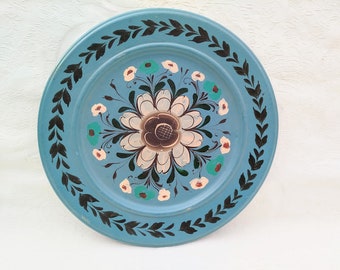 Precioso plato de rosemaling noruego - Plato de madera pintado a mano de Telemark - Arte popular de Noruega - Regalo escandinavo rosemaled