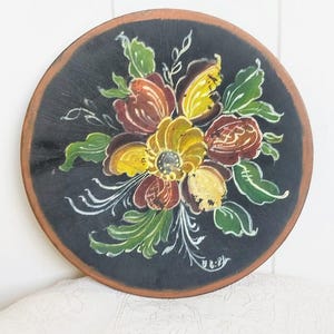 Signed Norwegian Hand Painted Rosemaling  Wood Plate - Wall Hanging - Folk Art Scandinavian - Norway
