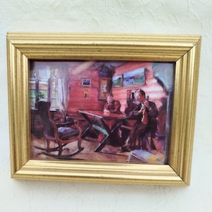 Porsgrund Porcelain Art tile - The Living Room at Kolbotn by Harriet Backer Norway - NORWEGIAN Framed Art Tile