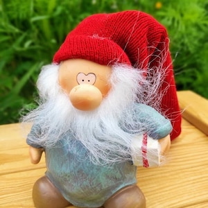 Nordischer Weihnachtswichtel Haltegeschenk - Tomte Nisse mit Bart - Schwedisch Norwegisch Dänemark God Jul Gift