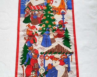クリスマスにぴったりの美しいヴィンテージランナー。プリントモチーフ