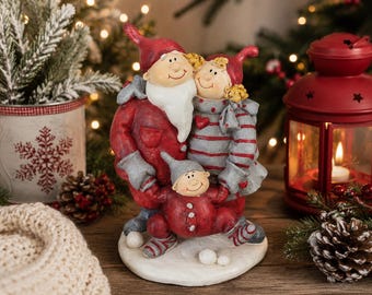 Swedish Design Sia Collection Christmas Family Figurine -  Vintag  Santa Nisse Tomte Decor