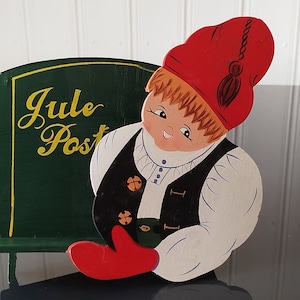 Julepost Zweeds-Noorse kerstposthouder muurhanger - kaarthouder - Nordic Gnome vakantieposthouder - brievenbusrek