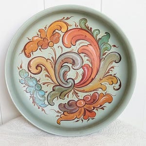 Hand Painted 1973 Norwegian Rosemaling Ale Bowl Telemark  - Norway Folk Art - Vintage Scandinavian - Farmhouse Cottage Decor