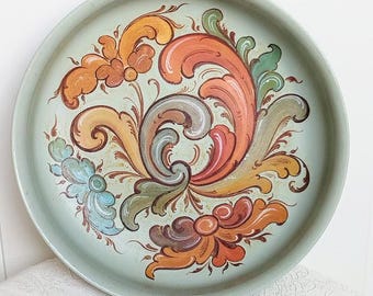 Handgeschilderd 1973 Norwegian Rosemaling Ale Bowl Telemark - Noorse volkskunst - vintage Scandinavisch - boerderij cottage decor