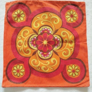 Vintage retro floral decorative cushion cover  - Scandinavian cushion cover - Orange Yellow Decorative pillow - Mid century modern decor