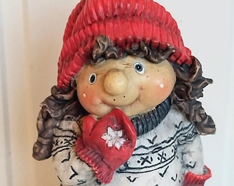 Nordic Christmas Winter Gnome Girl   - Christmas Elf Decor - Nisse Tomte Swedish Norwegian Denmark