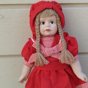 Beautiful Christmas Doll in red and white outfit - 12&quot; Doll in Nautical Sailor Dress - Gift for her