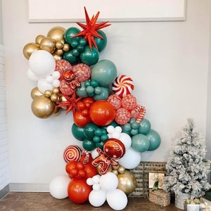 Gingerbread Christmas- Holiday Balloons- Merry Christmas- Balloon Arch- Xmas Balloons- Balloon Garland- Christmas Theme- Balloon Arch Kit
