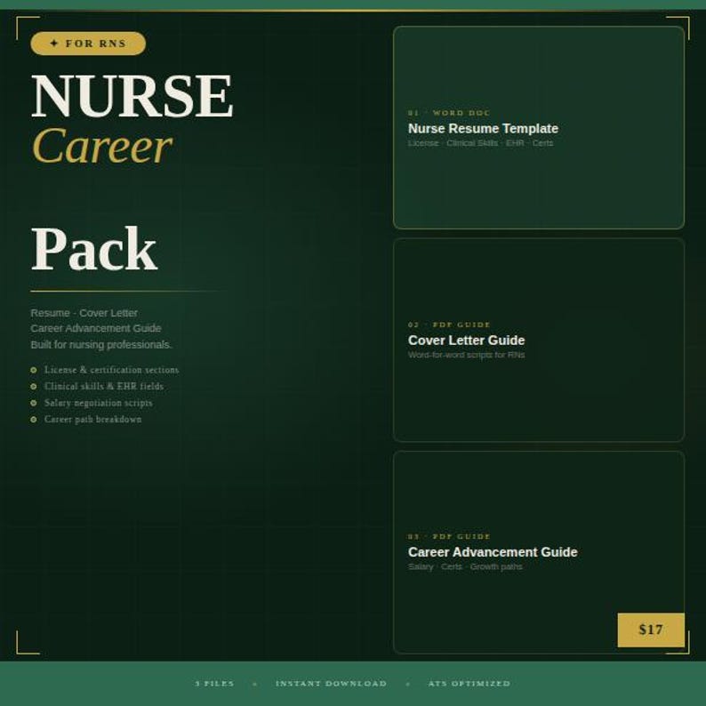 RN Nurse Resume Template Cover Letter Guide (instant Download) Etsy