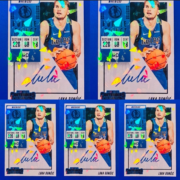 5- Panini Contenders Luka Doncic rookie Ticket facsimile auto cracked ice/holo reprints! You get 5 cards!