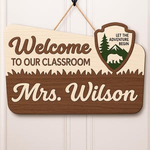 Personalized Teacher 3D Door Hanger, National Park Teacher Sign, Classroom Adventure Decor, Teacher Door Sign, Custom Teacher Name Gift