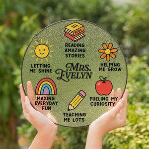 Personalized Teacher Flower Suncatcher, Back To School Gift, Suncatchers Stained Glass Flower, Teacher Gift, Windown Hanging Classroom