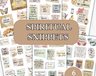 Spiritual Snippets Printables, Bible Verses, Christian Scripture, Prayer, Wall Collage, Scrapbooking, Junk Journal