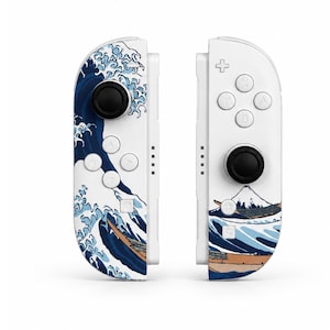 Custom Great Wave Nintendo Switch 2 Joy-Cons with TMR Drift-Resistant Joysticks, 1-Year Warranty