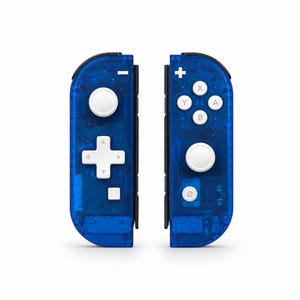 Custom Clear Dark Blue White D-Pad Joy Cons For Nintendo Switch 1 - TMR Hall Effect Joysticks
