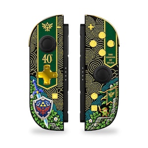 Blue Gold Crest Pattern Custom Nintendo Switch 2 Joy-Cons | Fully Built, Mail-In or DIY Kit | TMR Joysticks