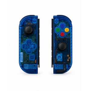 Custom Clear Dark Blue Retro D-Pad Joy Cons For Nintendo Switch 1 - TMR Hall Effect Joysticks