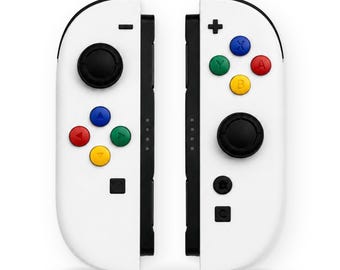 Nintendo Switch 2 Joy-Cons retrô brancos personalizados com joysticks TMR anti-drift, 1 ano de garantia.