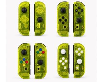 Aangepaste doorzichtige gele JoyCons voor Nintendo Switch 1 - joysticks met Hall-effect TMR