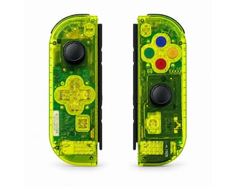 Custom Clear Lime Green D-Pad Joy Cons For Nintendo Switch 1 - TMR Hall Effect Joysticks
