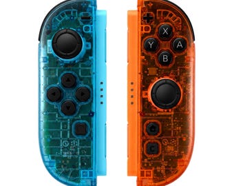Custom Clear Blue Orange Nintendo Switch 2 Joy-Cons with TMR Drift-Resistant Joysticks, 1-Year Warranty