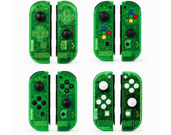 Custom Clear Green JoyCons For Nintendo Switch 1 - TMR Hall Effect Joysticks