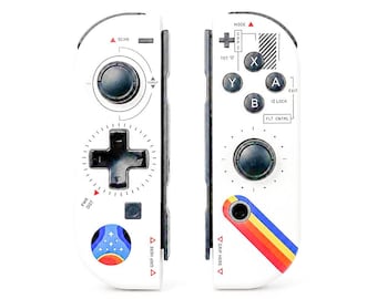 Custom White D-Pad Space Field JoyCons For Nintendo Switch 1 - TMR Hall Effect Joysticks