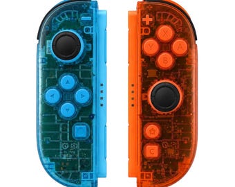 Custom Clear Blue Orange Nintendo Switch 2 Joy-Cons with TMR Drift-Resistant Joysticks, 1-Year Warranty