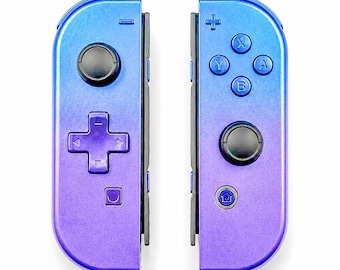Custom Chameleon Blue Purple JoyCons For Nintendo Switch 1 - TMR Hall Effect Joysticks