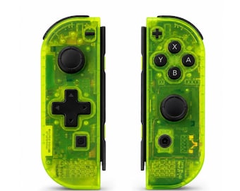 Custom Clear Lime Green D-Pad Joy Cons For Nintendo Switch 1 - TMR Hall Effect Joysticks