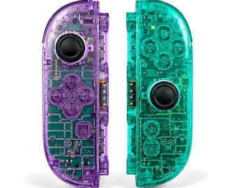 Custom Double Clear Purple Green  Nintendo Switch 2 Joy-Cons with TMR Drift-Resistant Joysticks, 1-Year Warranty