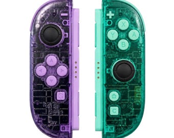 Custom Clear Purple Green Nintendo Switch 2 Joy-Cons with TMR Drift-Resistant Joysticks, 1-Year Warranty